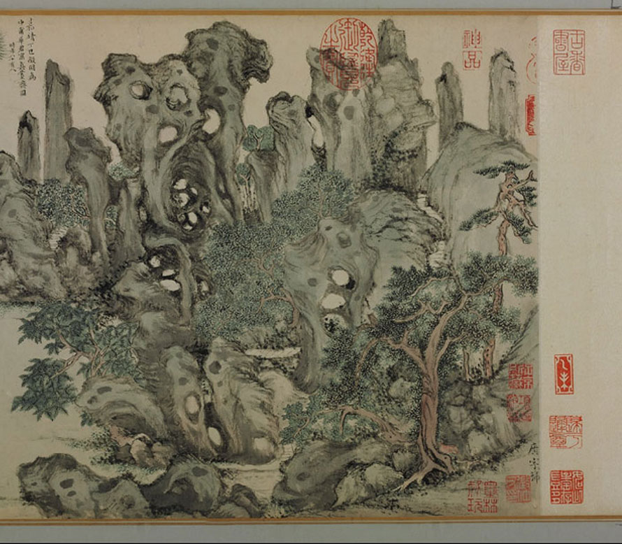 此幅《真赏斋图》作于明嘉靖三十六年(1557年),时文徵明年88岁,是写
